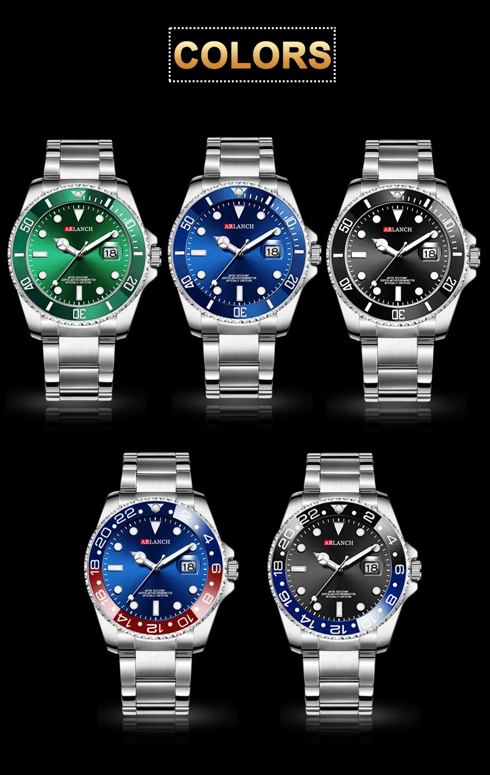 Water Ghost Stainless Steel Top Brand Luxury Submariner Sport Waterproof Classic