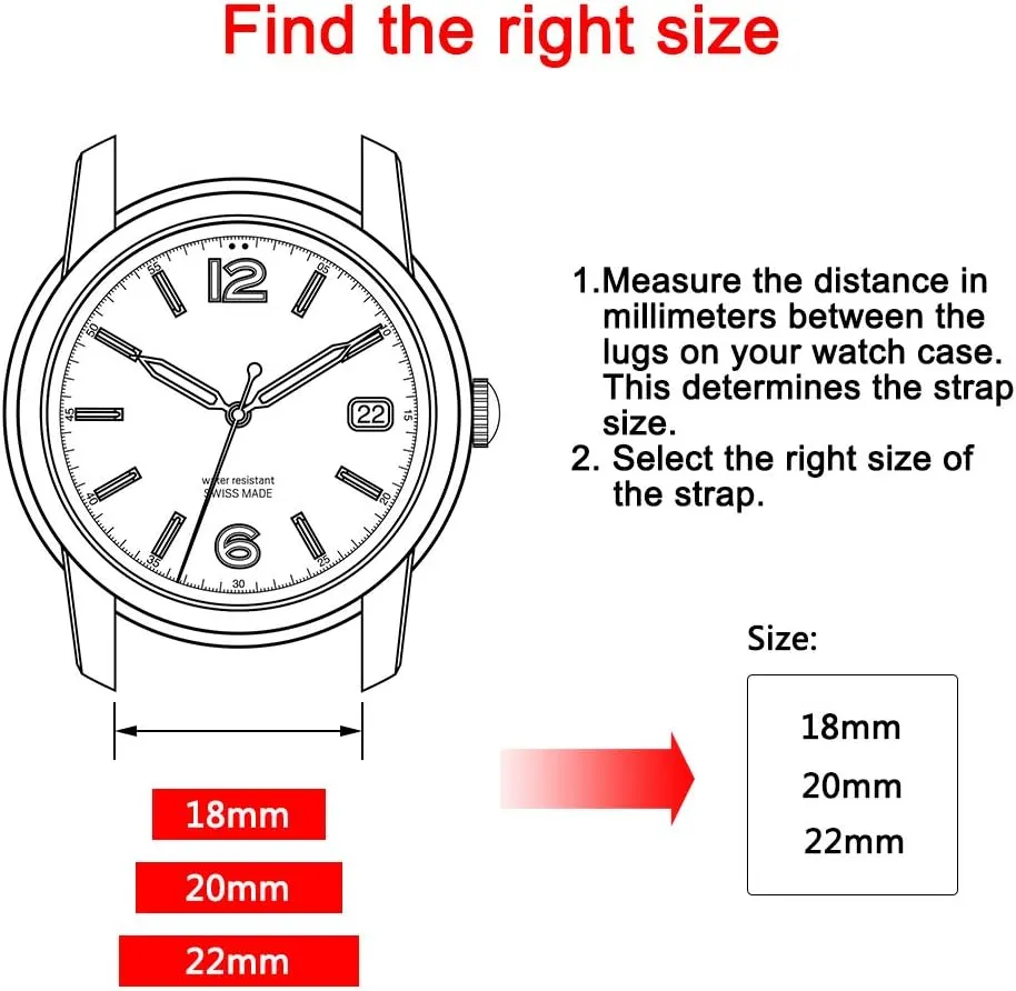 Wellfit Watch Strap, Soft Silicone Quick Release Watch Band, Stainless Steel Buckle, Choose Color & Width,18mm, 20mm, 22mm, Silky Smooth Rubber Watch Bands