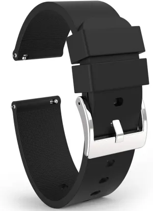 Wellfit Watch Strap, Soft Silicone Quick Release Watch Band, Stainless Steel Buckle, Choose Color & Width,18mm, 20mm, 22mm, Silky Smooth Rubber Watch Bands