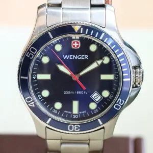 WENGER Swiss Army Diver Watch Date Indicator Swiss Quartz Wristwatch ALL S.S. Ref. 723XT