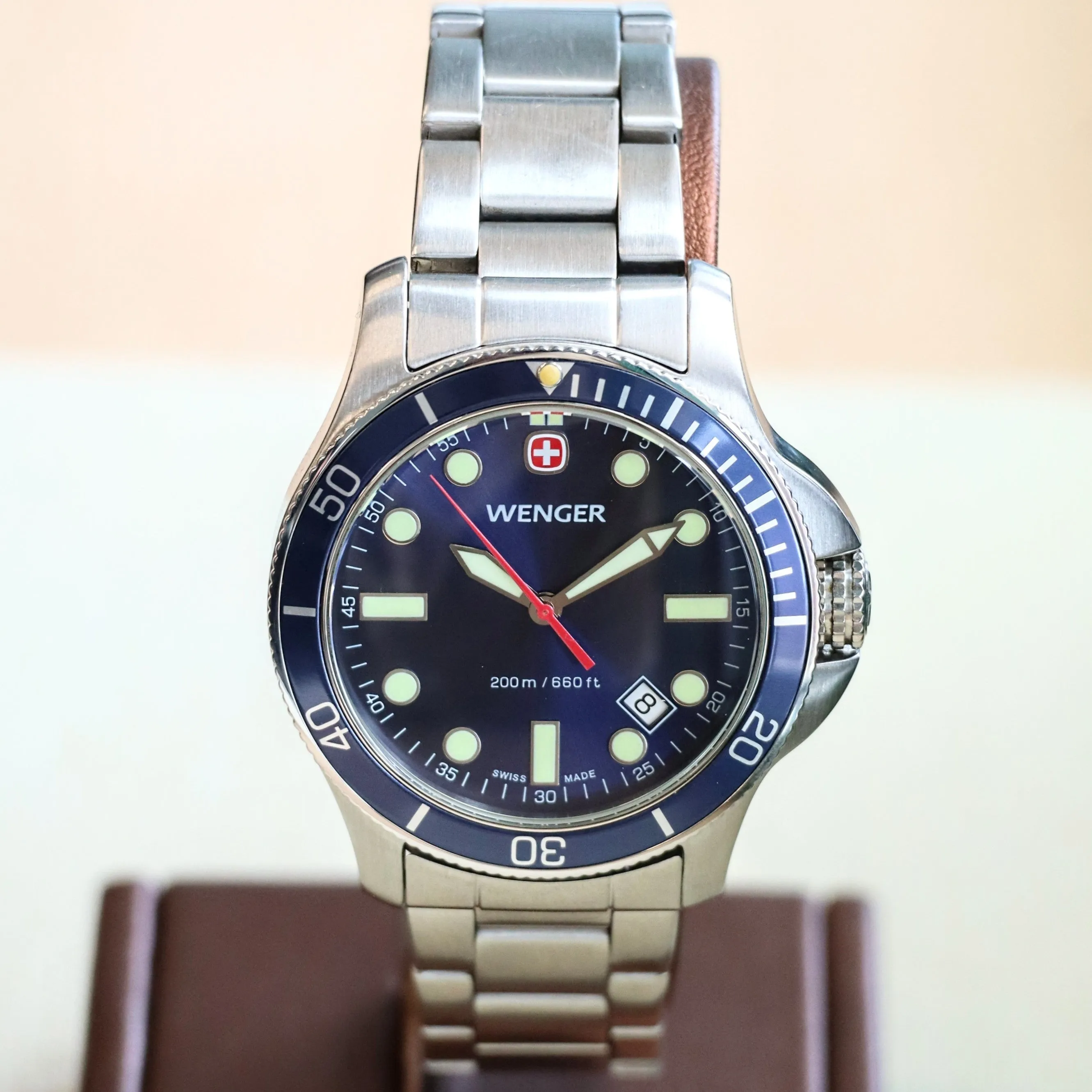 WENGER Swiss Army Diver Watch Date Indicator Swiss Quartz Wristwatch ALL S.S. Ref. 723XT