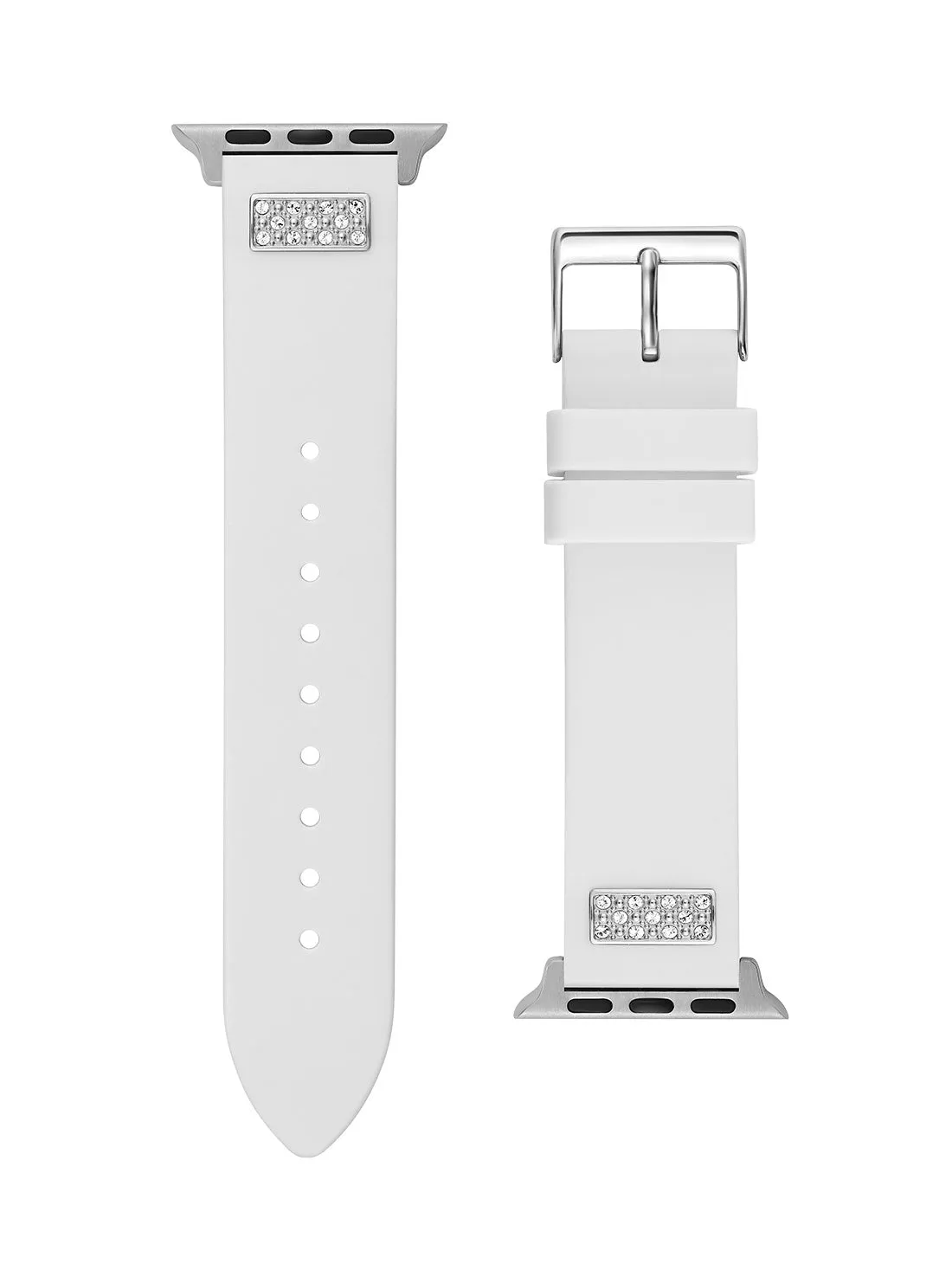 White Frontier Silicone Crystal Apple Watch Strap