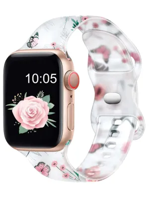 Wildflower & Butterflies Silicon Apple Watch Band