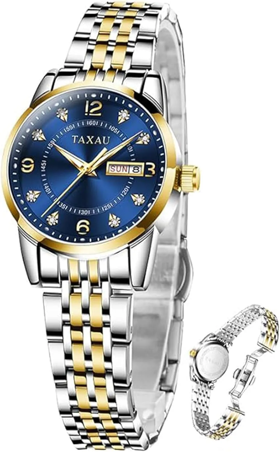 Womens Watch Fashion Dress Waterproof Silver Watches for Women Casual Easy Read Quartz Analog Women's Watch Two Tone Stainless Steel Ladies Watches with Day Date