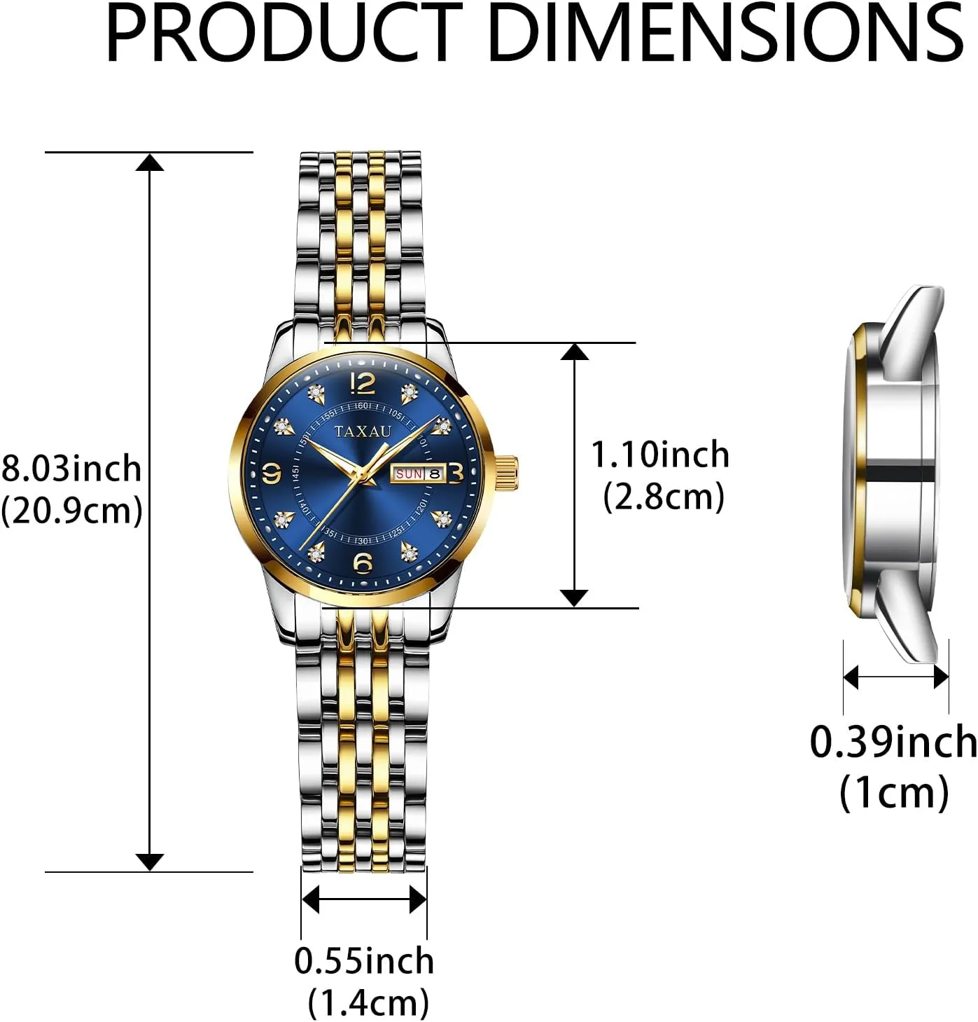 Womens Watch Fashion Dress Waterproof Silver Watches for Women Casual Easy Read Quartz Analog Women's Watch Two Tone Stainless Steel Ladies Watches with Day Date