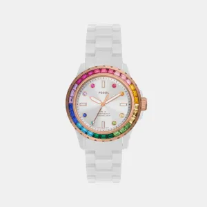 Women's White Dial Analog Ceramic Watch CE1129