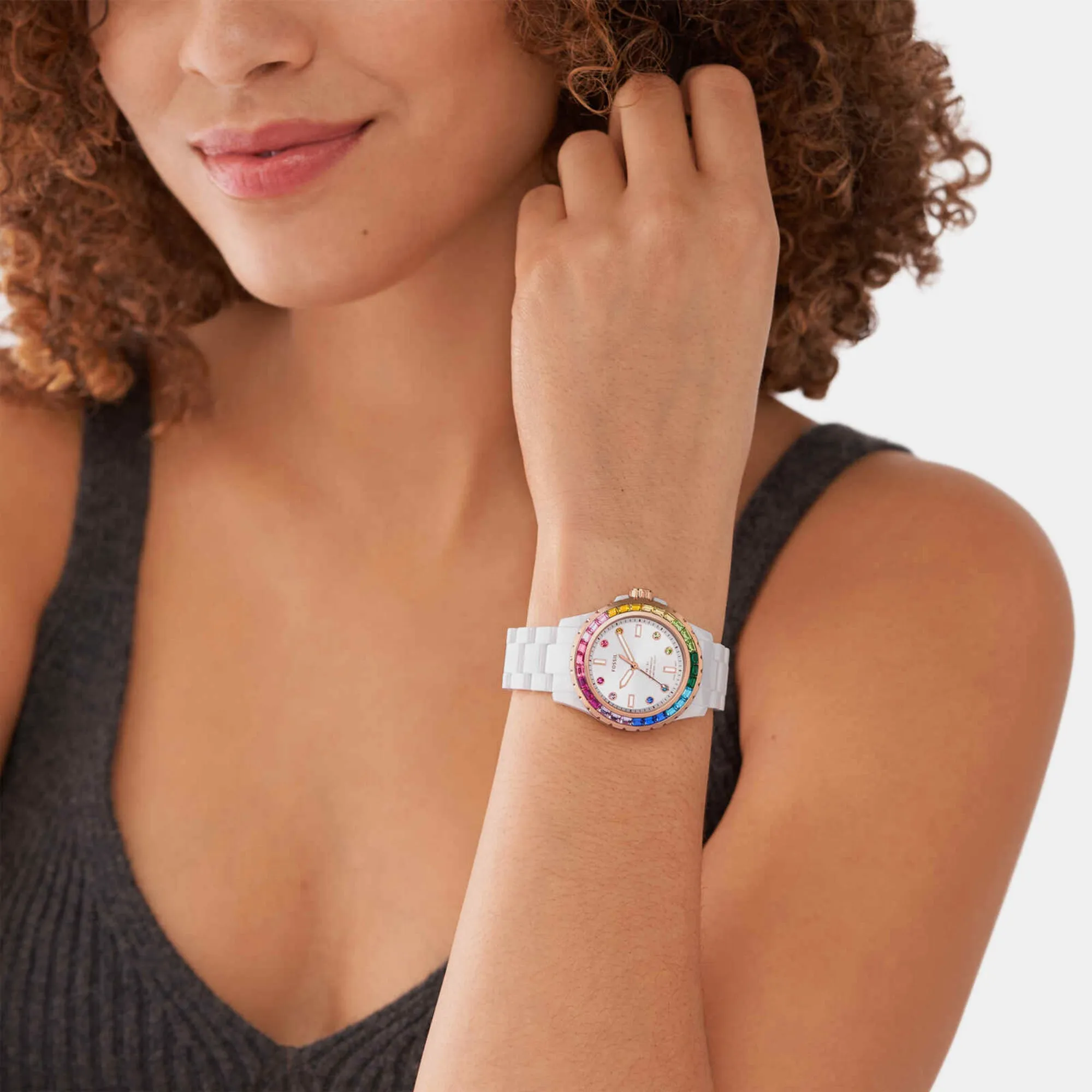 Women's White Dial Analog Ceramic Watch CE1129