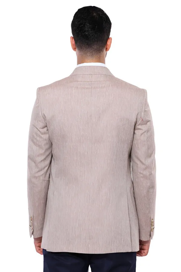 WSS Slim-Fit Peak Lapel Light Brown Jacket  - Singen