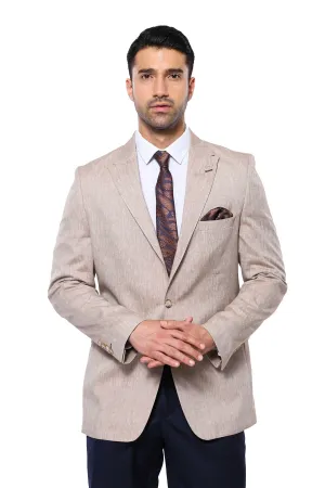 WSS Slim-Fit Peak Lapel Light Brown Jacket  - Singen